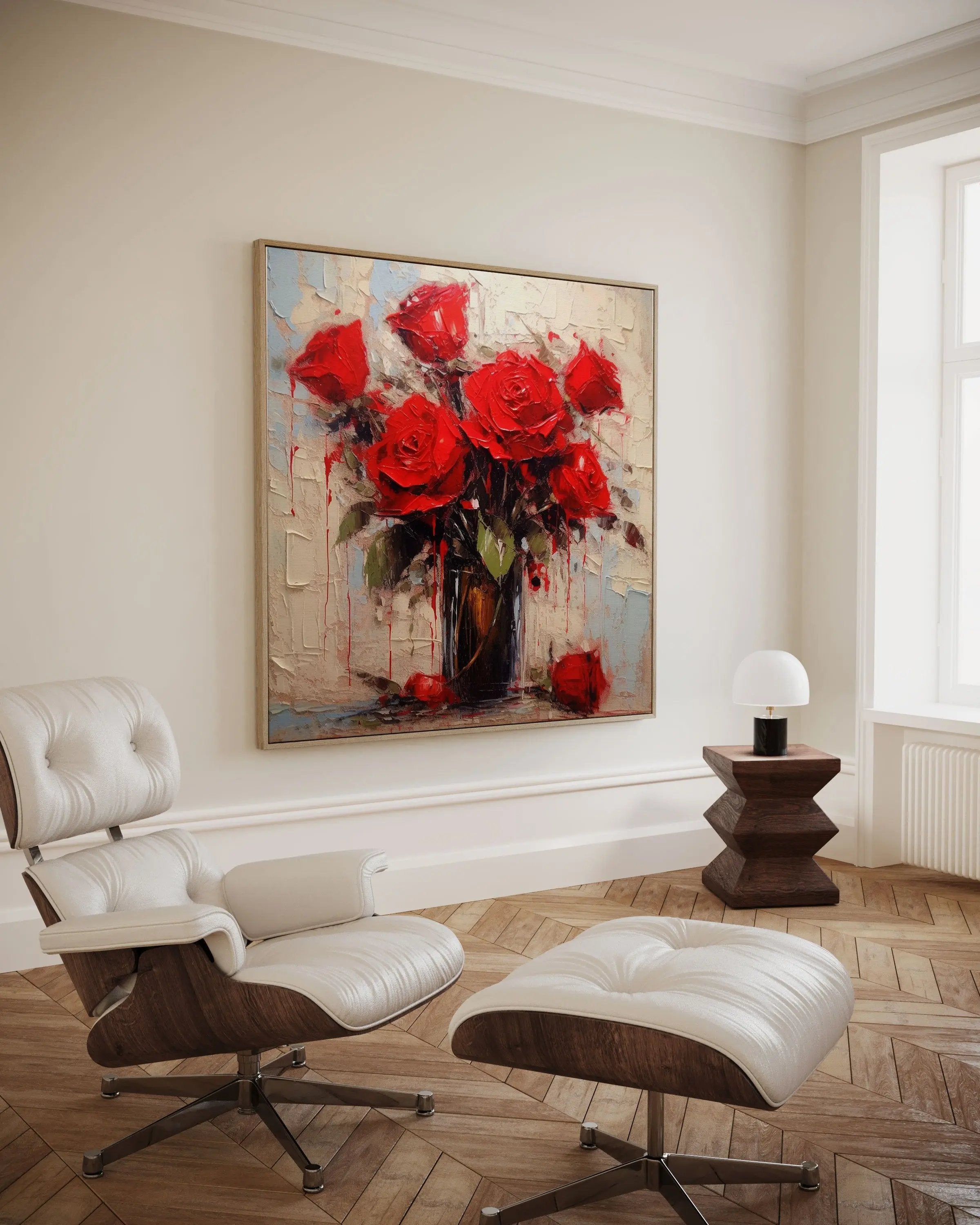 Floral Crimson Elegance - Original painting Tony Illustrations