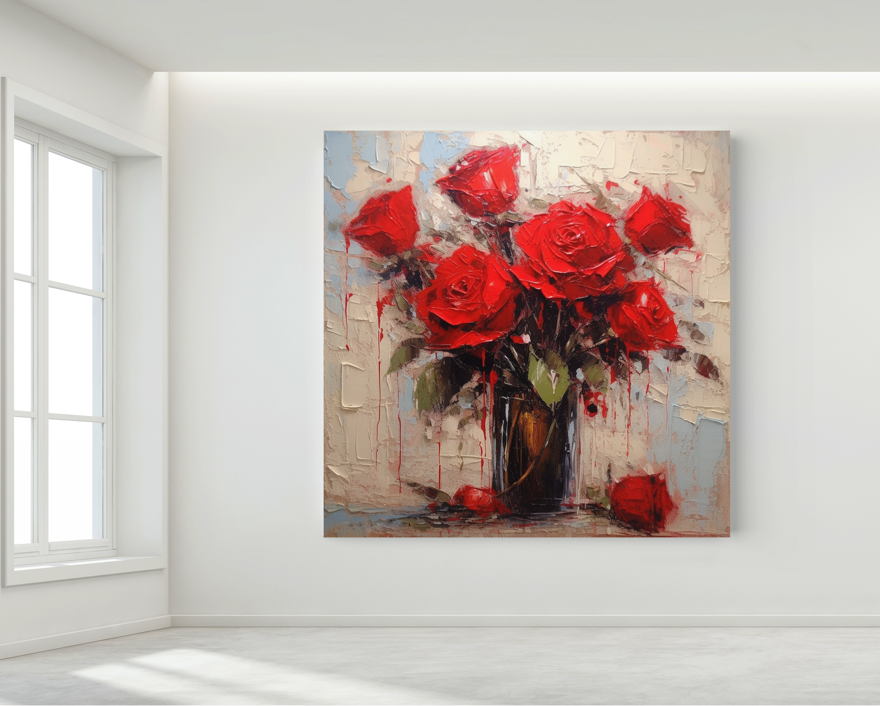 Floral Crimson Elegance - Original painting Tony Illustrations