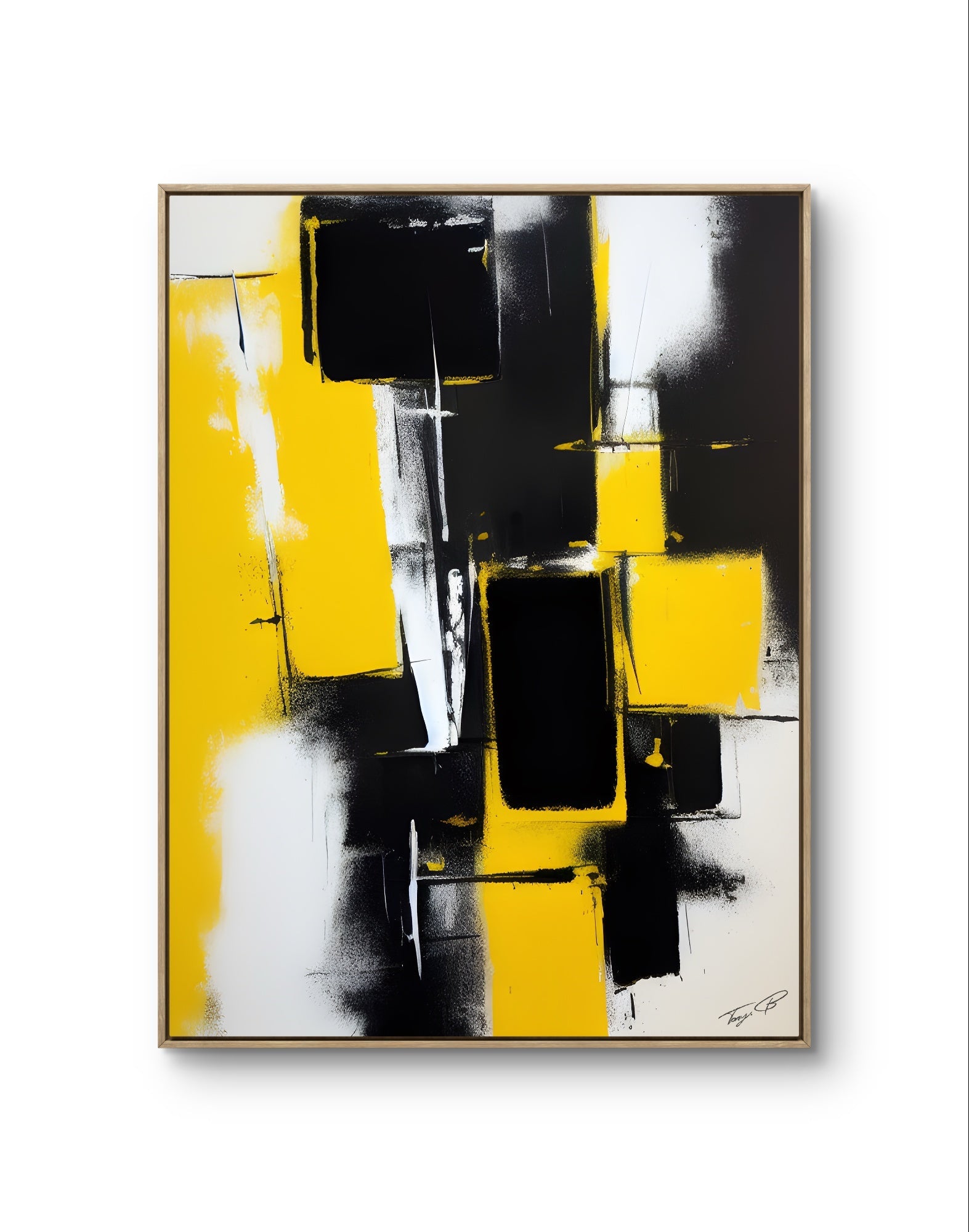 Radiant Surge yellow and black abstract Canvas Print Tony Illustrations