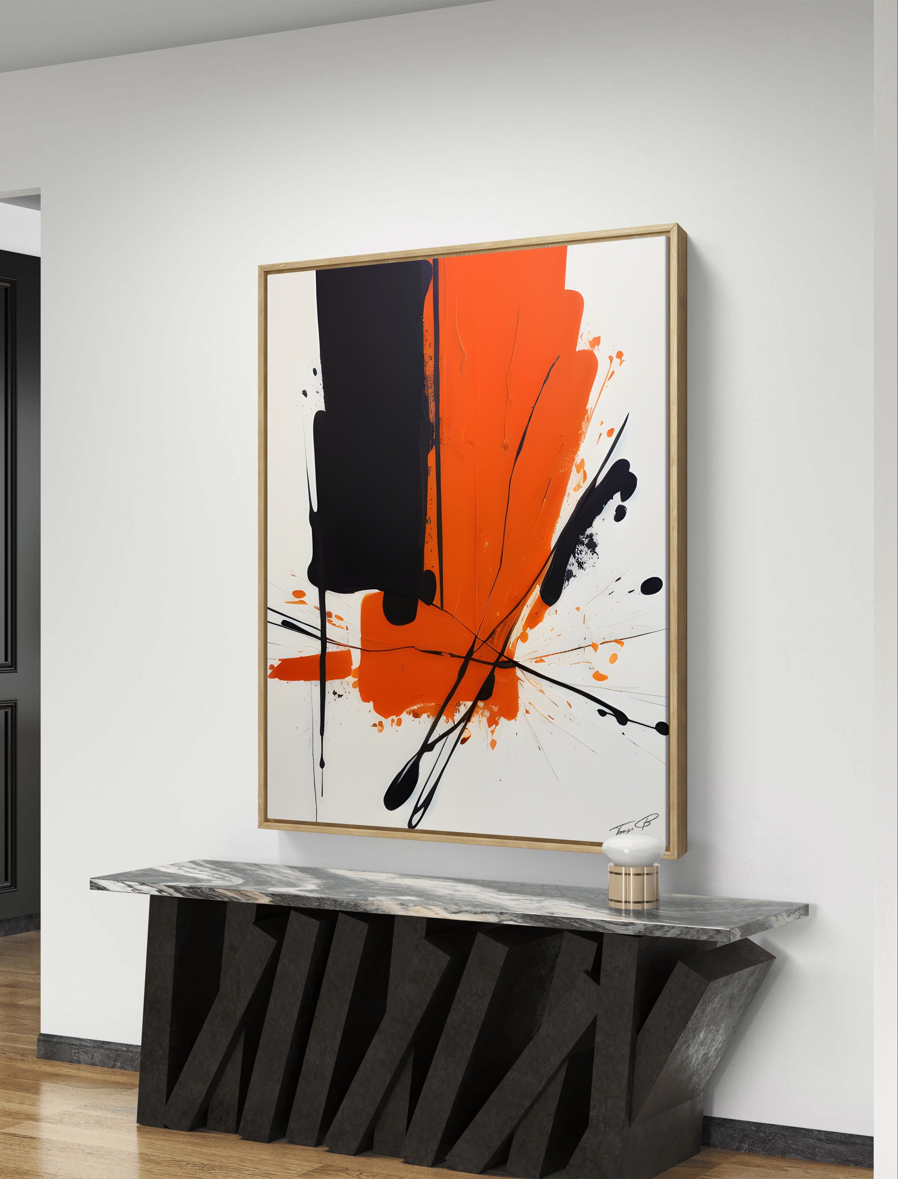 Orange and black abstract art/painting