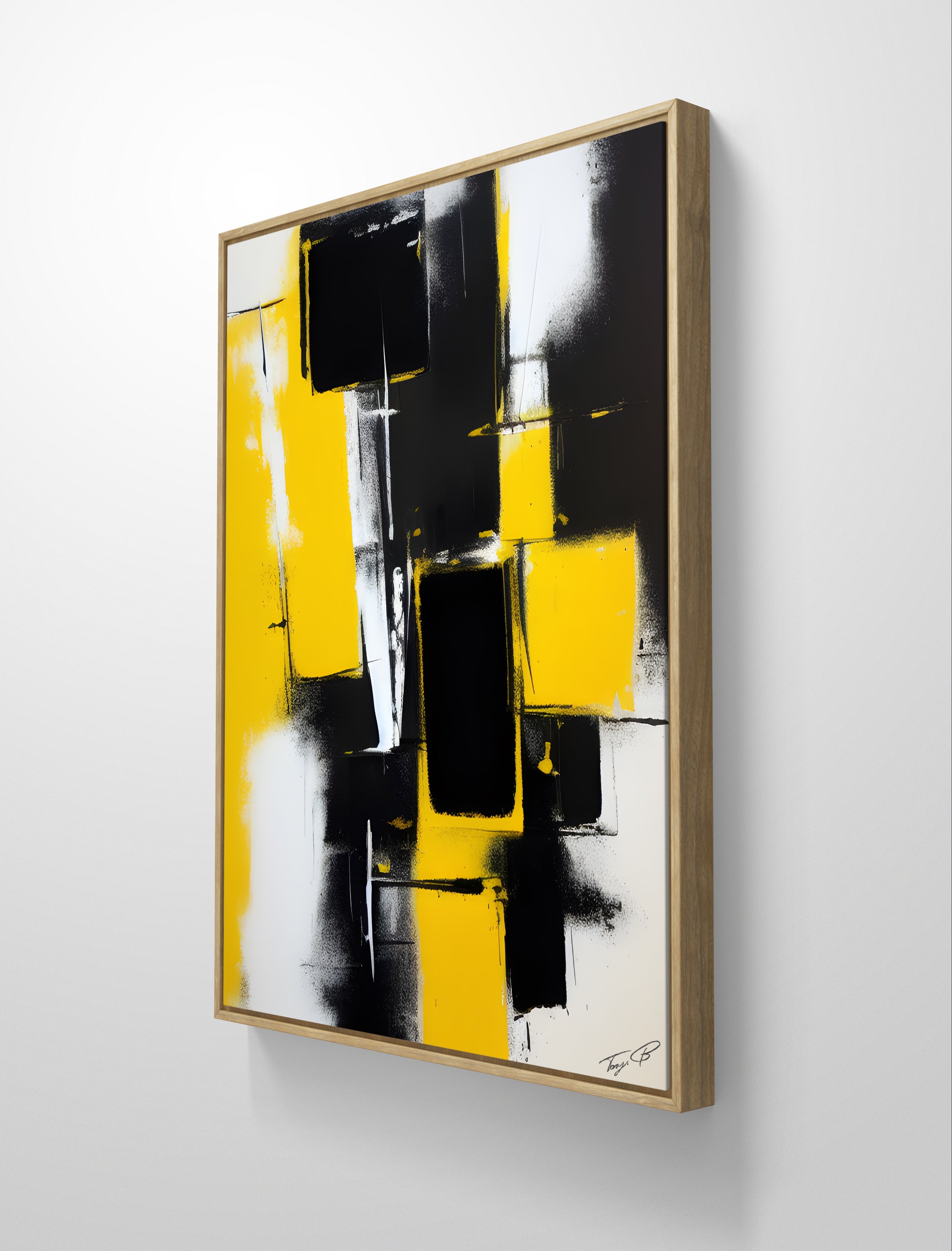 Geo yellow and black abstract art