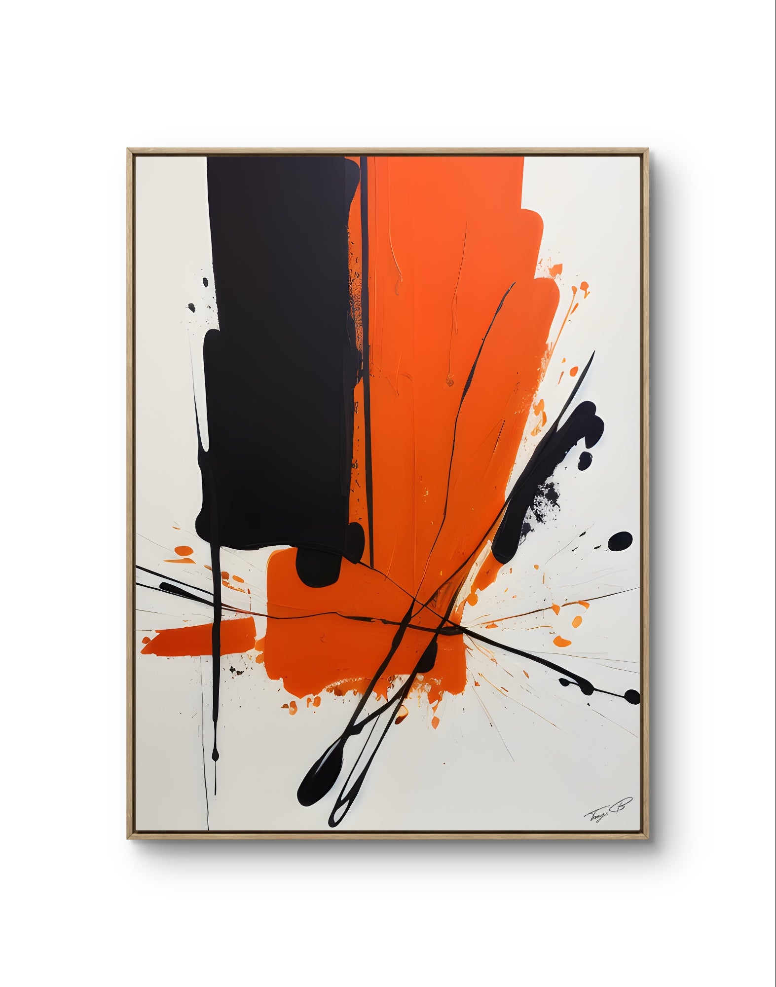 Orange and black Splatter Canvas Print.