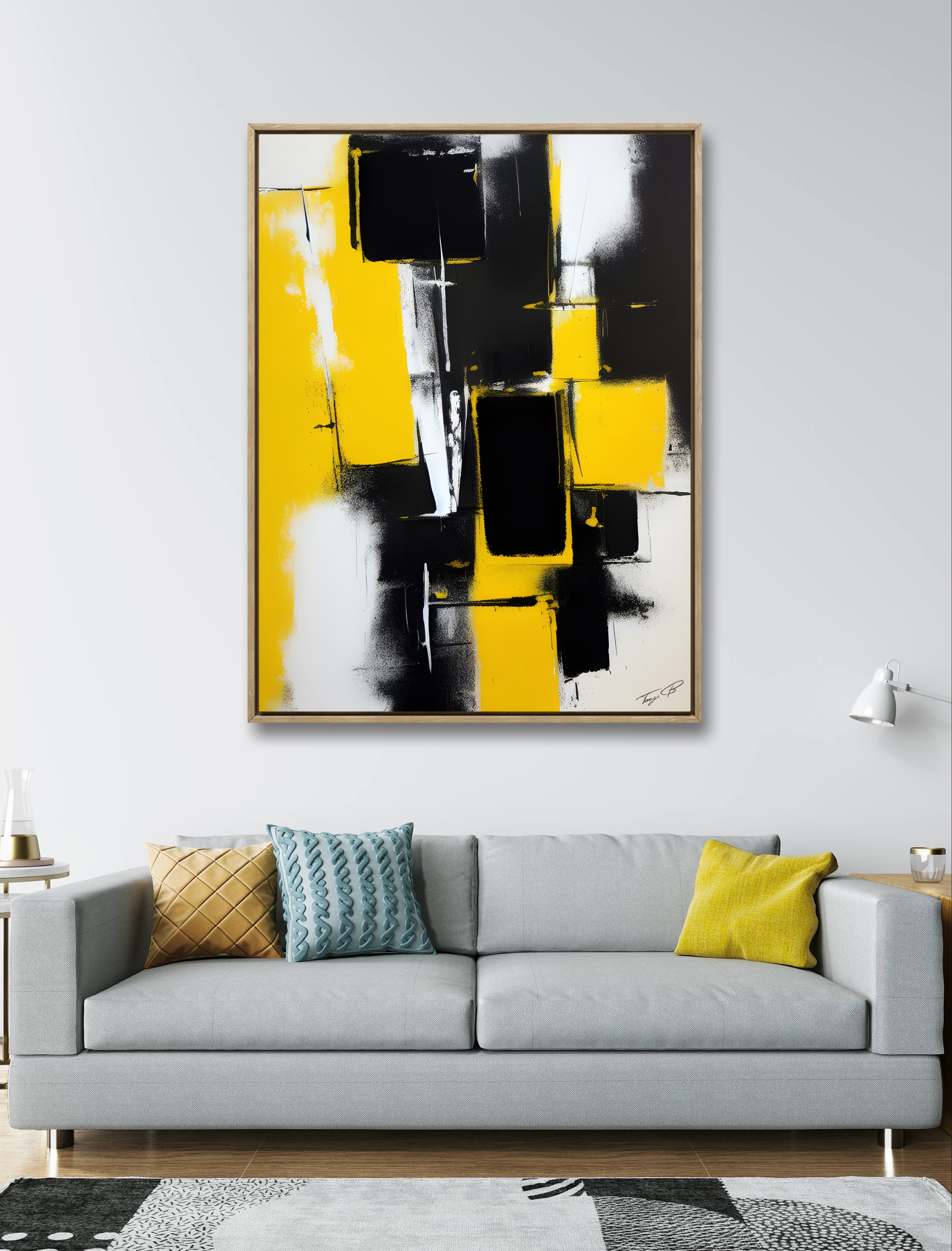 Geo yellow and black abstract art