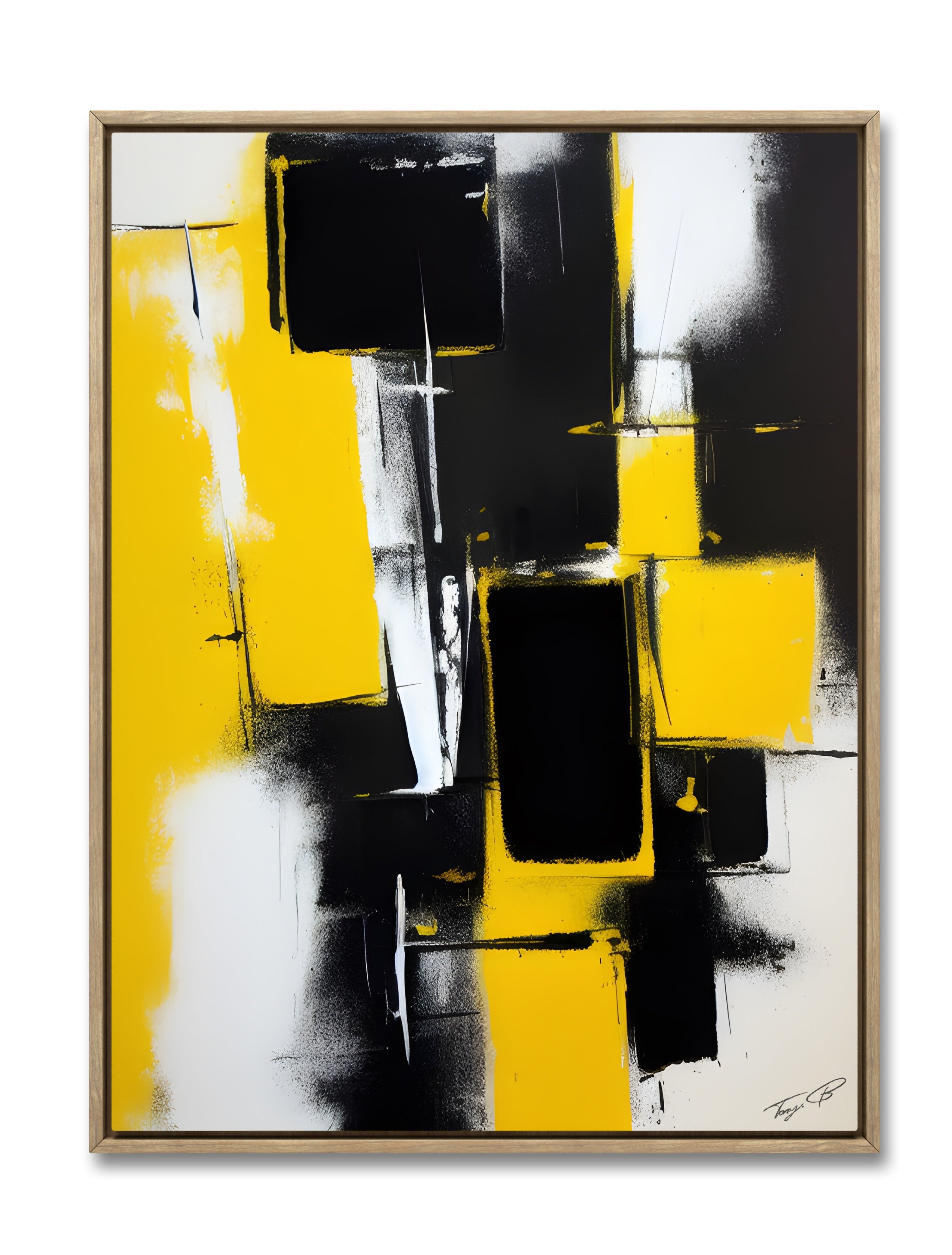 Geo yellow and black abstract art