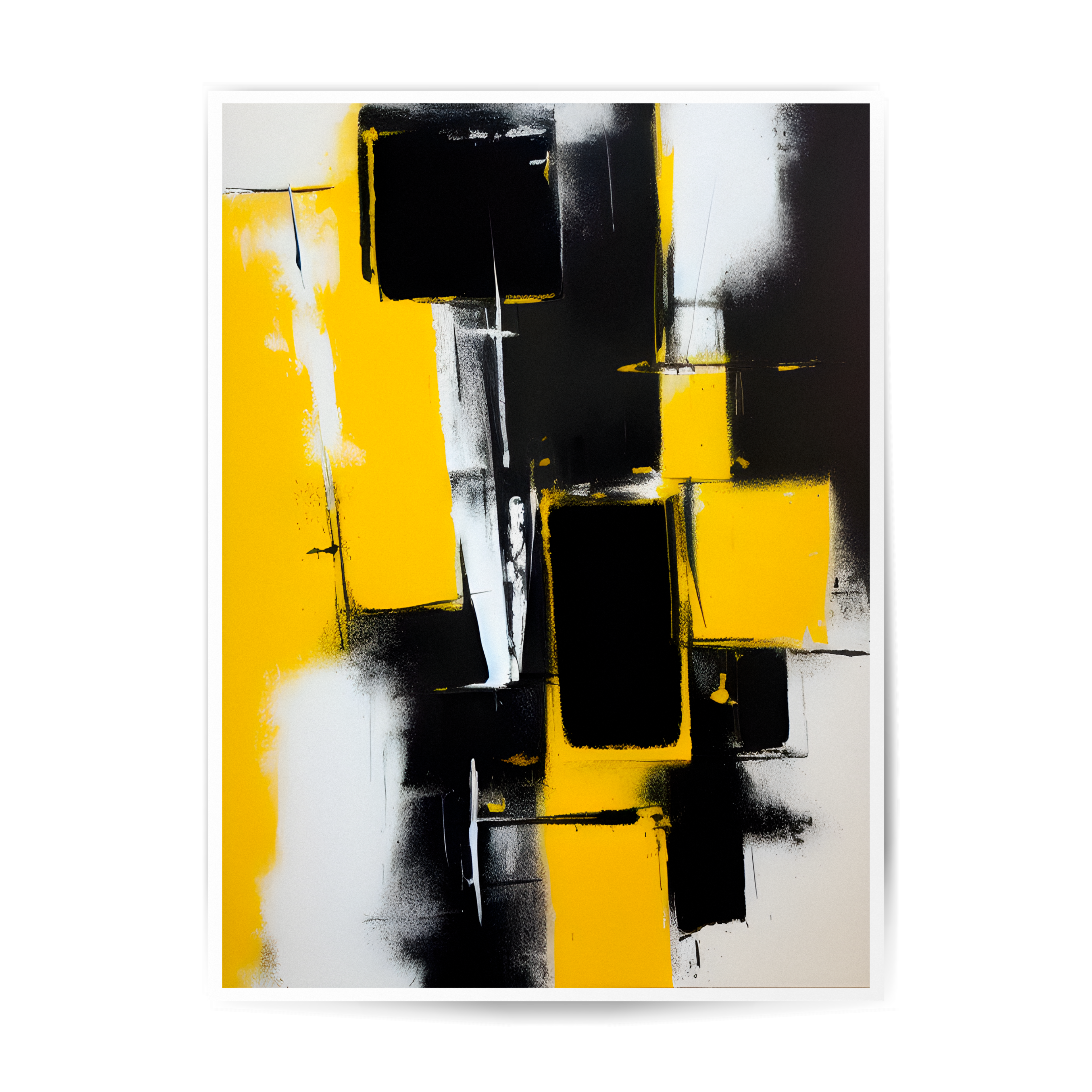 Geo yellow and black abstract art poster