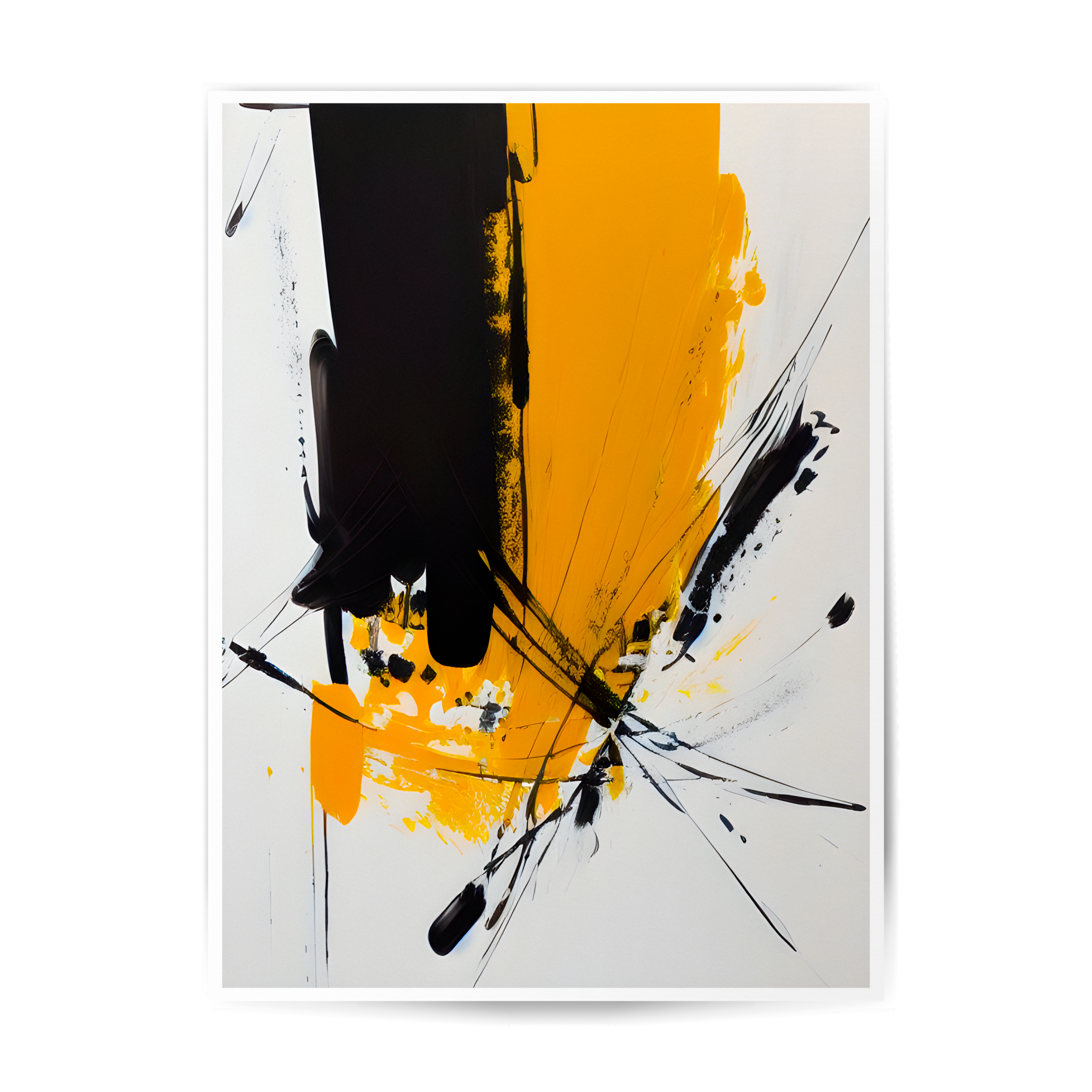 Yellow and black splatter abstract poster