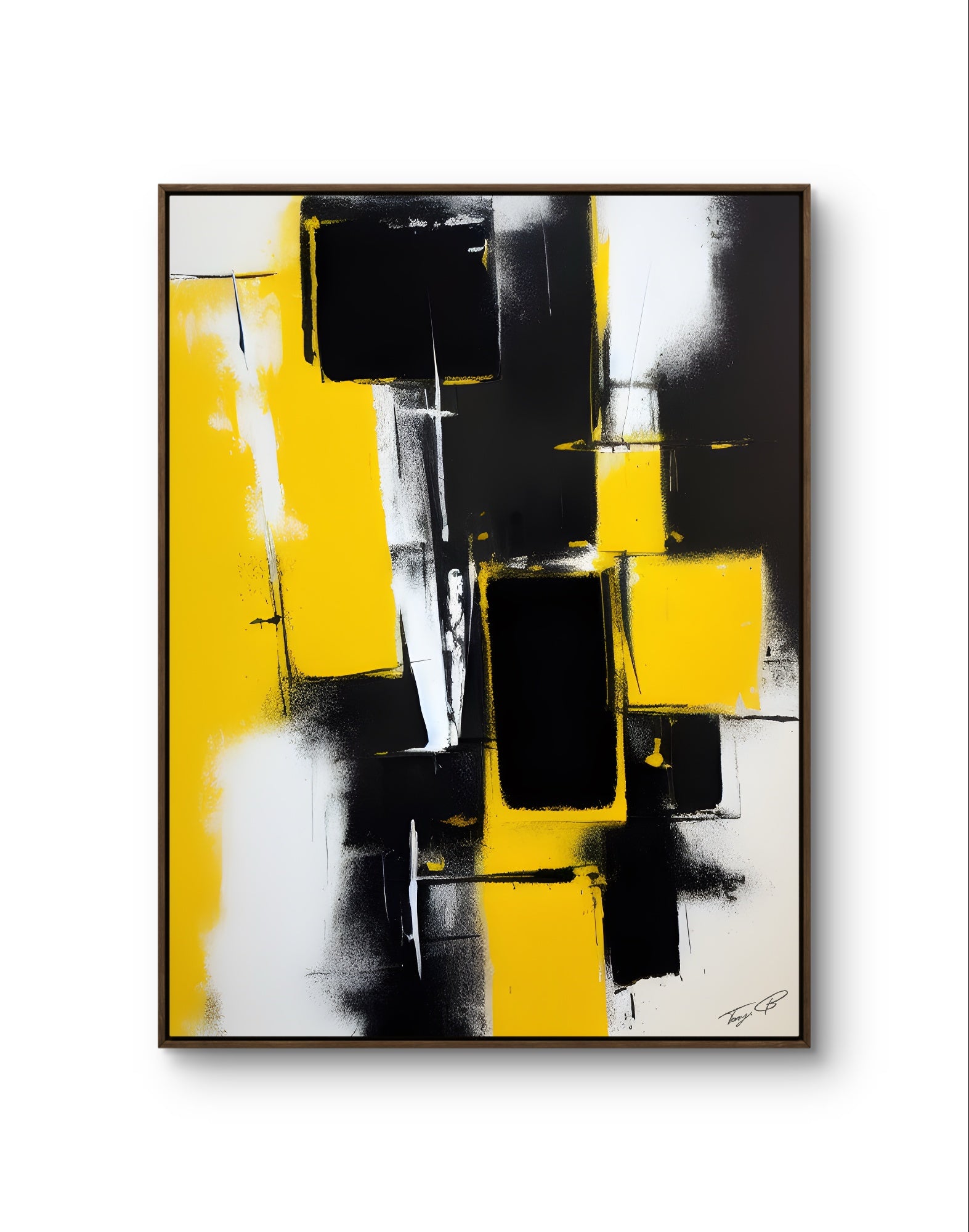 Radiant Surge yellow and black abstract Canvas Print