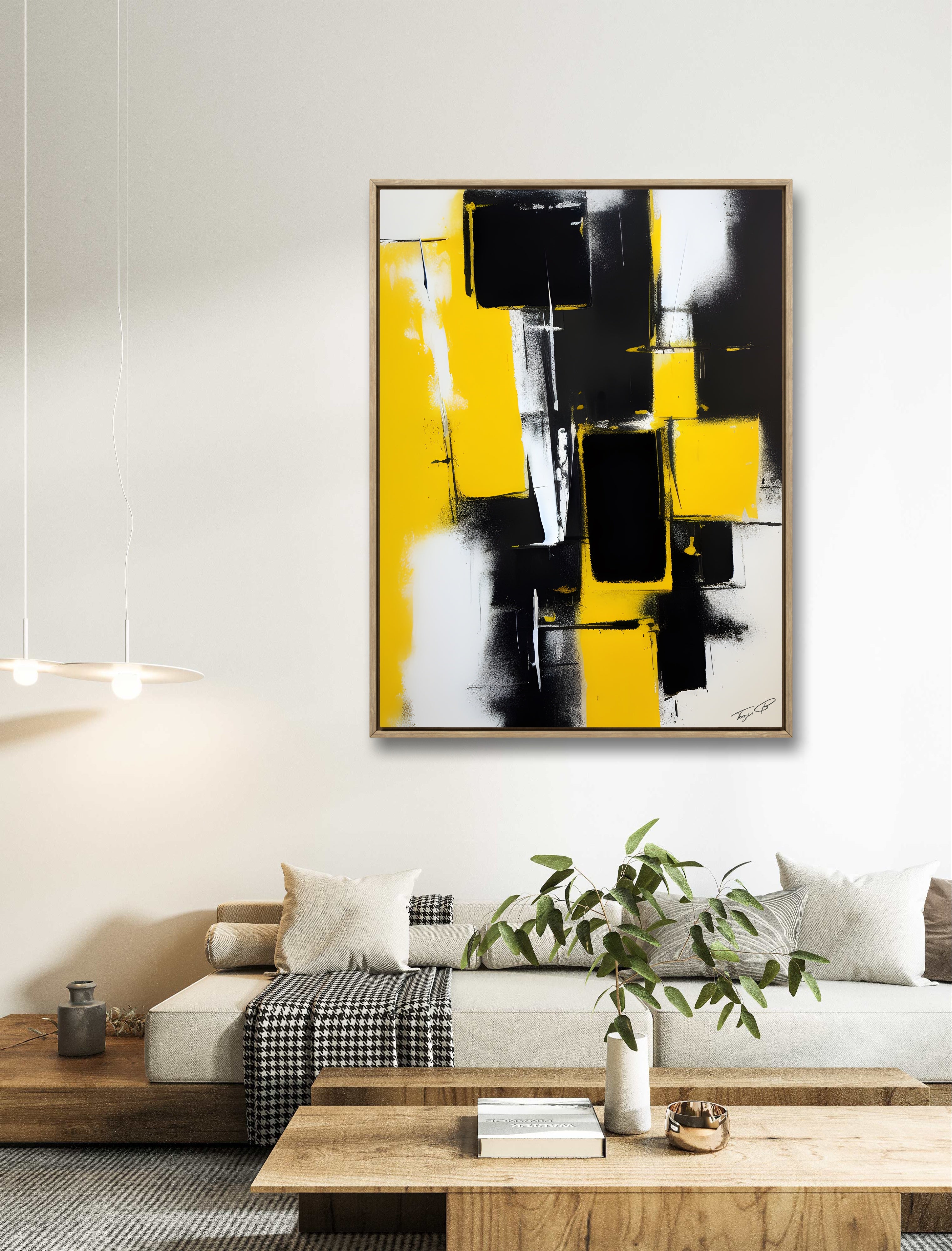 Geo yellow and black abstract art