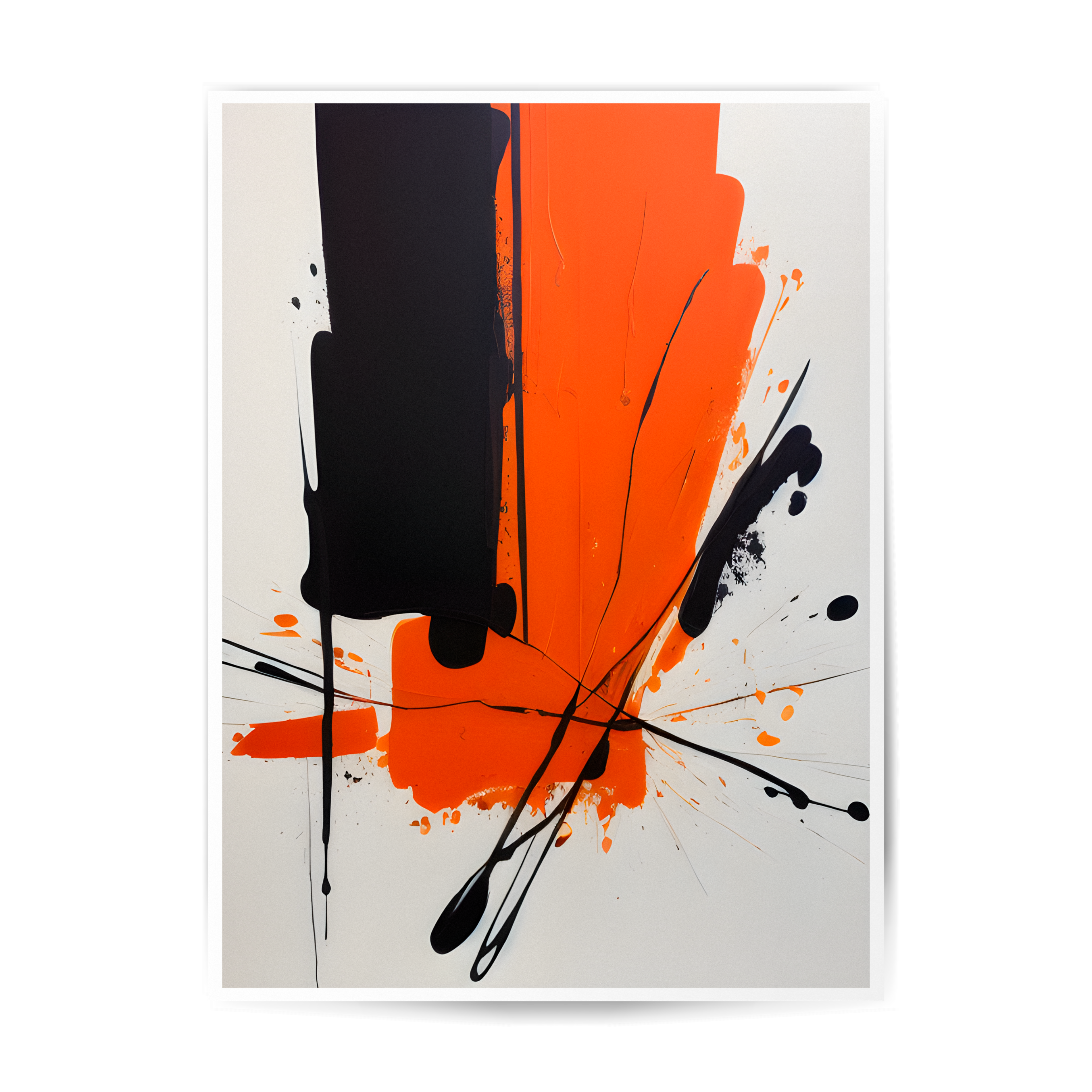 Orange and black Splatter abstract Poster